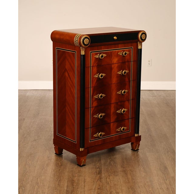 High Quality High Chest Executed In A Bold Neoclassical Luxury Style With Versace Inspired Design Elements. The Cabinet...