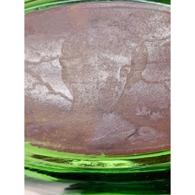 Emerald Antique Emerald Green Glass Kerosene Finger Lamp 4-Panel Portrait Pilgrim For Sale - Image 8 of 18