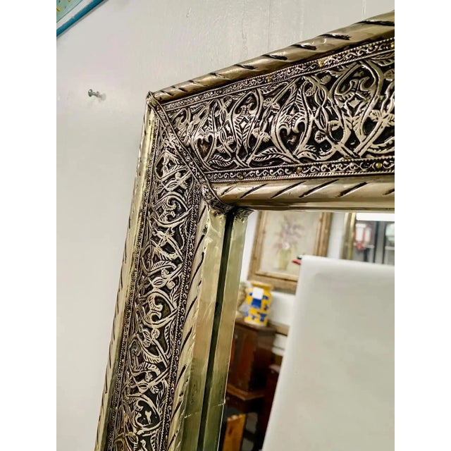 Metal Hollywood Regency Style Silver Large Wall, Floor Pier Mirror in Filigree Design For Sale - Image 7 of 12