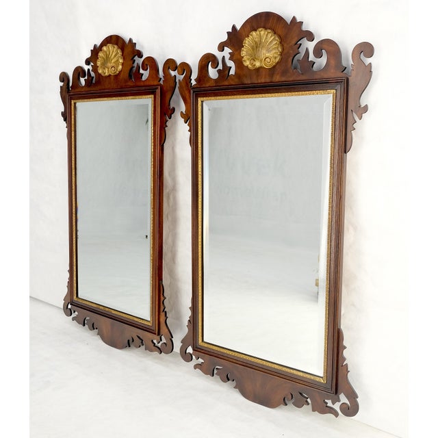 Brown Pair Flame Mahogany Virginia Galleries Hankel Harris Beveled Wall Mirrors MINT! For Sale - Image 8 of 13