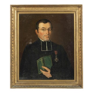Portrait of a Clergyman, 19th Century, Oil on Canvas For Sale