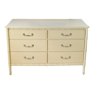 Vintage C1970s Faux Bamboo Wood Double Dresser For Sale