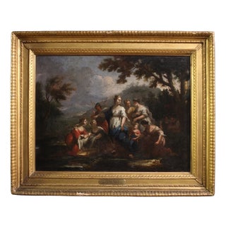 Venetian School, Moses Saved from the Waters, 1730, Oil on Canvas For Sale