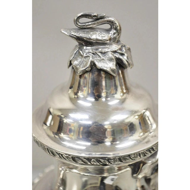 Metal Antique English Regency Swan Finial Silver Plated Tea Service Set - 3 pcs For Sale - Image 7 of 12