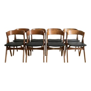 Vintage Danish Teak Chairs with Wraparound Backrest, 1950s, Set of 8 For Sale