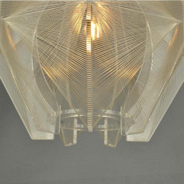 Pendant Lamp in Acrylic Glass, Wire and Brass, 1970s For Sale - Image 9 of 18