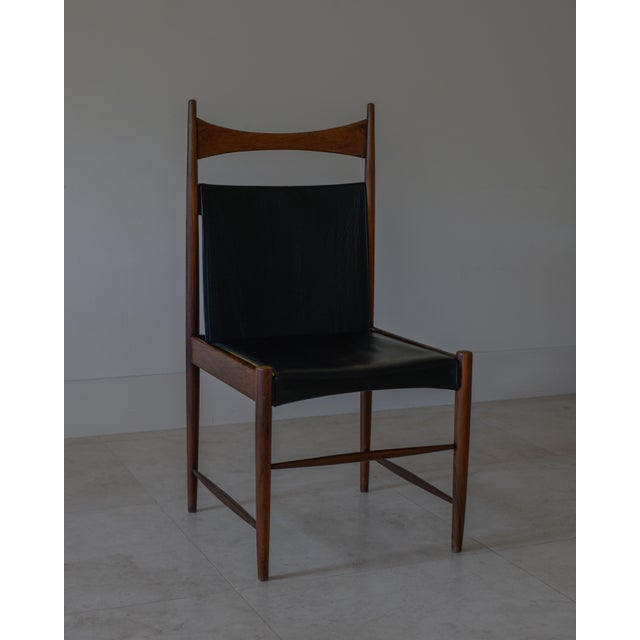 Black 1959 Attributed to Sergio Rodrigues High-Backed Cantu Chair by Oca, Brazil. For Sale - Image 8 of 8