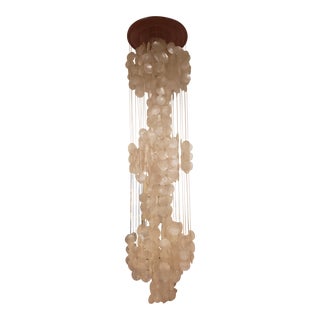 1960s Large Verner Panton Style Capiz Shell Chandelier For Sale