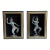 Pair of Vintage Bronze Thai Prince Statues Figurines in Shadow Box For Sale