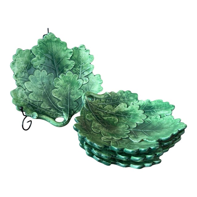 Vietri Italian Foglia Fresca Layered Leaf Salad Plates — Set of 4 For Sale