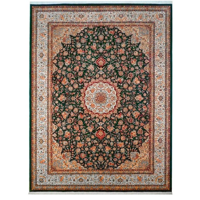 Vintage Green Chinese Rug in Silk, 1990s For Sale - Image 11 of 11