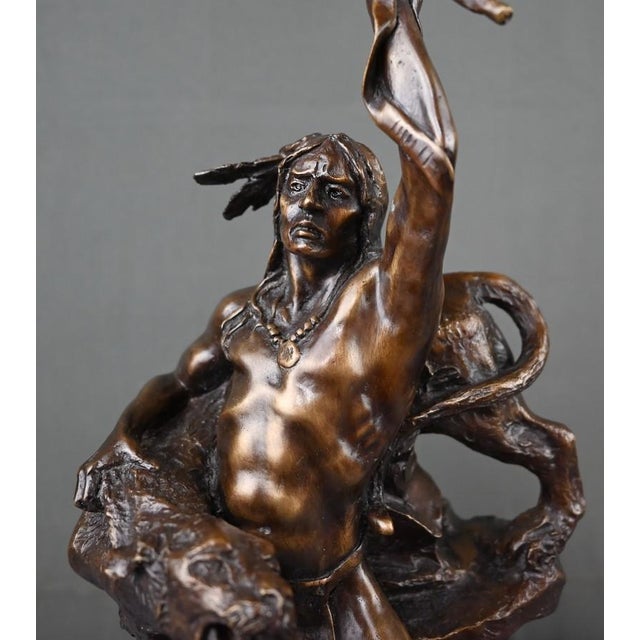 Brown Bronze of a Warrior, 1970s For Sale - Image 8 of 18