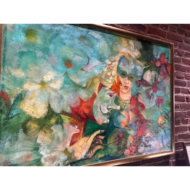 Mid-Century Modern "The Couple" by Elliott Twery Original Large Oil on Canvas Painting For Sale - Image 3 of 8