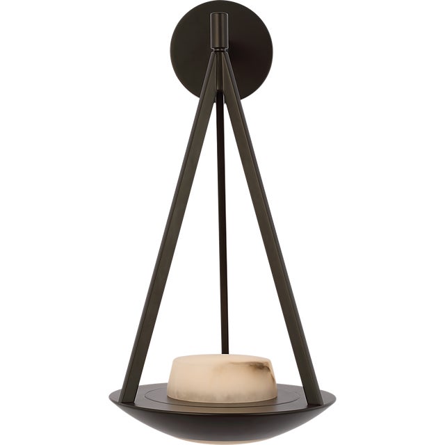 2020s Barbara Barry for Visual Comfort Signature Divina 19" Floating Bowl Sconce in Modern Iron with Alabaster For Sale - Image 5 of 11