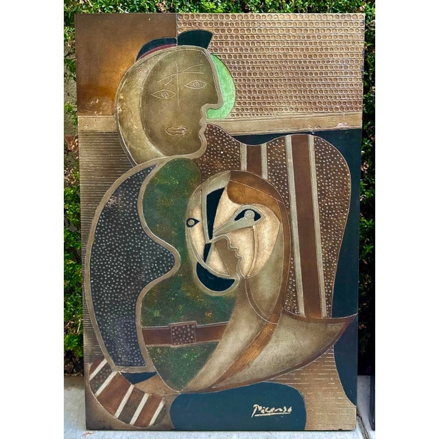 Pair Mid-Century Picasso-Style Carved & Gilded Wood Panels Attributed to Enrico Baj For Sale In San Diego - Image 6 of 18