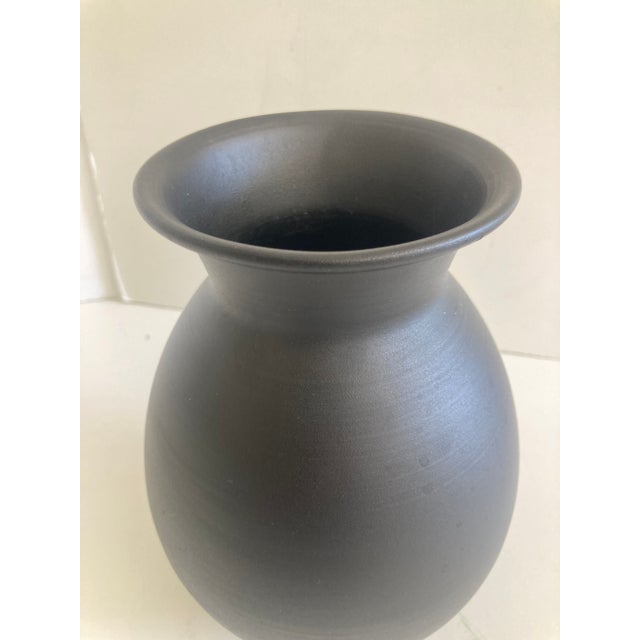 Mid-Century Modern Mid Century Black Matte Glazed Porcelain Vase For Sale - Image 3 of 7