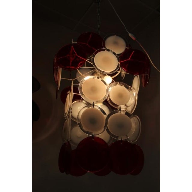 Metal Red & White Chandelier from Vistosi, 1960 For Sale - Image 7 of 10