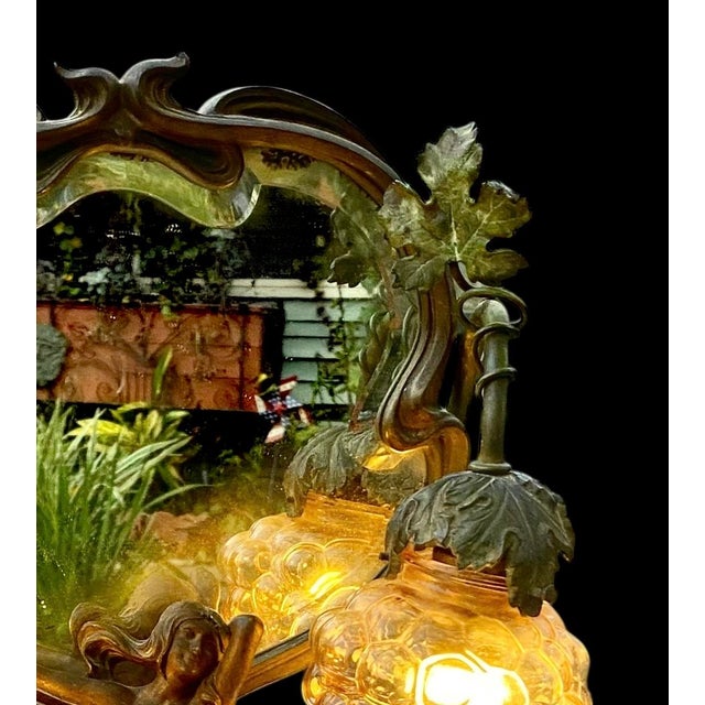 1920s A Period French Art Nouveau Lighted Figural Beveled Vanity Mirror For Sale - Image 18 of 18