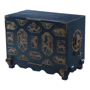 Oscar Bach Art Deco Bar Cabinet With Forest Motif & Bronze Mounts