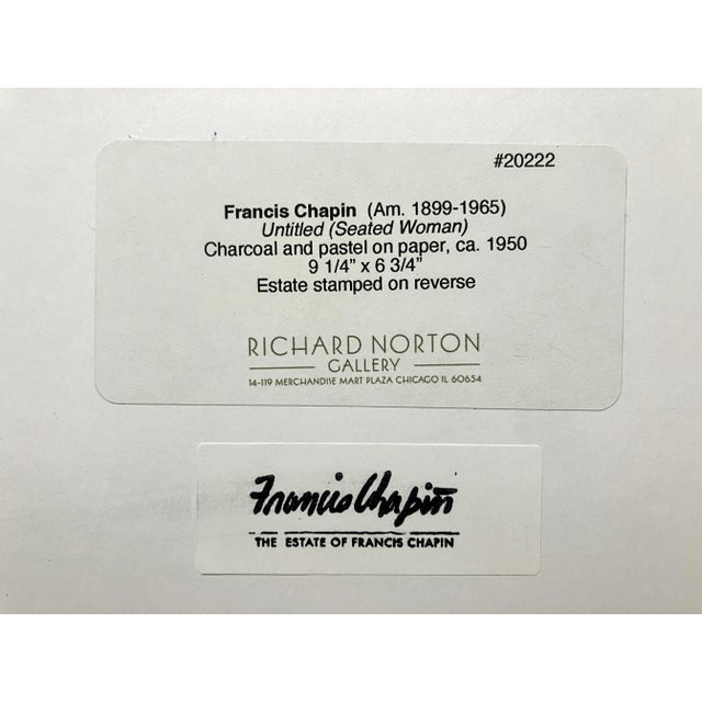 Figurative Pastel Drawing of Seated Women by Francis Chapin For Sale - Image 3 of 3