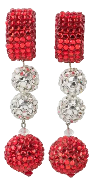 Richard Kerr Red and White Jeweled Clip Earrings