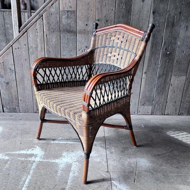 Vintage Wicker Bedroom Armchair For Sale - Image 3 of 12