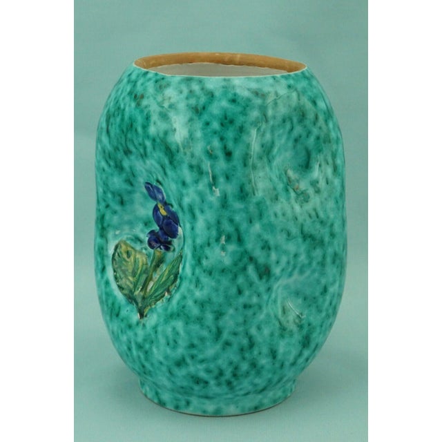 Art Deco Majolica Vase with Bas-Relief Flowers by Ugo Zaccagnini, Italy, 1930s For Sale - Image 4 of 18