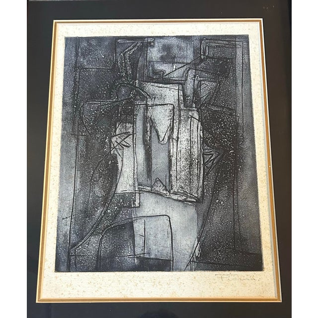 1960’s original abstract expressionist lithograph by French artist Marcel Fiorini. Signed. Image measures approximately...
