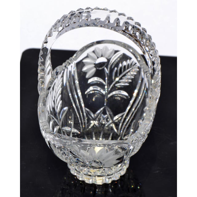 Mid 20th Century 1960s West Germany Handmade Crystal Bride Princess Basket Etched 24% Lead Crystal Glass For Sale - Image 5 of 13