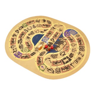 Vintage Italian Table Game for Alitalia Airlines With Leather Board and Lucite Dice and Posts 1970s For Sale