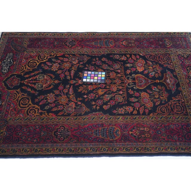 Navy Blue Antique Manchester Kashan Rug 3'6'' X 4'10'' For Sale - Image 8 of 10