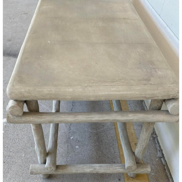 2020s Currey & Co. Organic Modern Gray Faux Bois Indoor/Outdoor Luzon Bench For Sale - Image 5 of 5