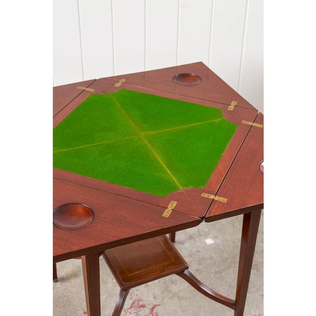 English Edwardian Envelope Card Table For Sale - Image 3 of 18