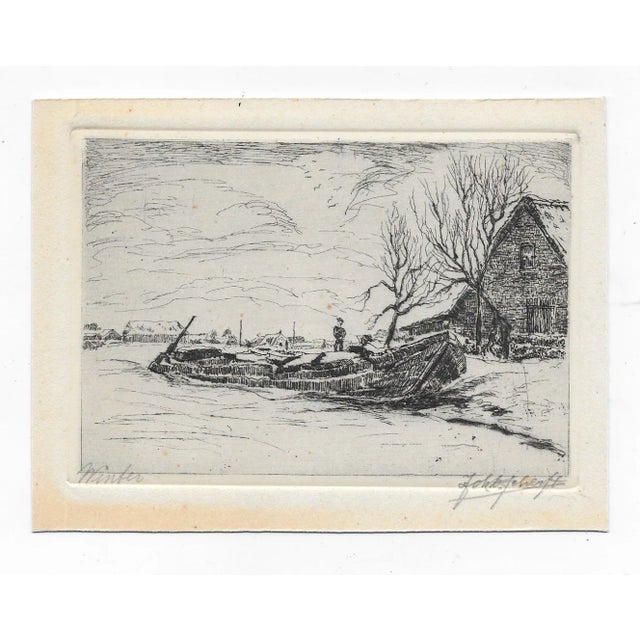 1930s Johannes Daniel Scherft (1891-1969) winter Dutch Etching. Pencil singed and titled. Combined shipping available,...