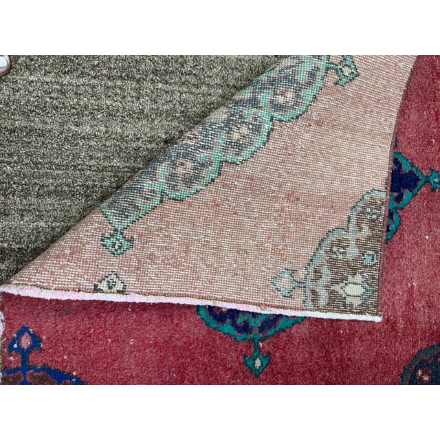 1960s Vintage Turkish Handknotted Oushak Runner 34x85, 1960's For Sale - Image 5 of 6