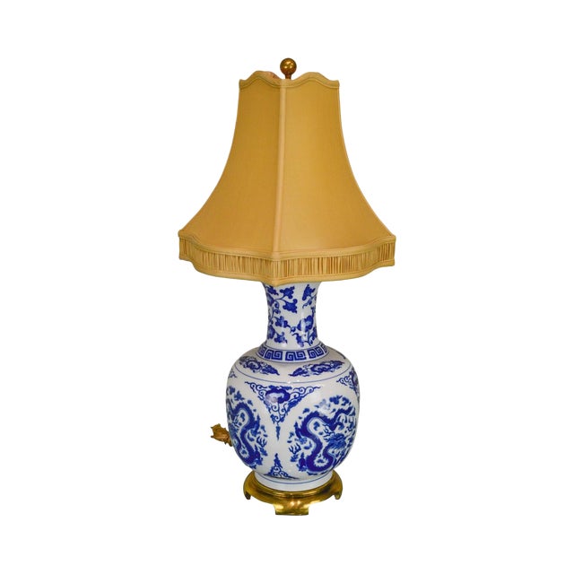 Paul Hanson Asian Inspired Blue & White Porcelain Vase Lamp Chairish