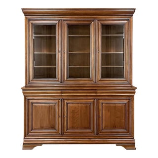 Antique French Louis Philippe Cherrywood Triple Bookcase ~ Bibliotheque For Sale