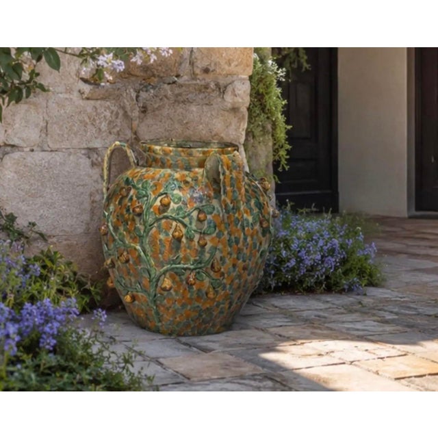 Vintage Italian Majolica Three-Armed Pear Planter Vase For Sale In West Palm - Image 6 of 12