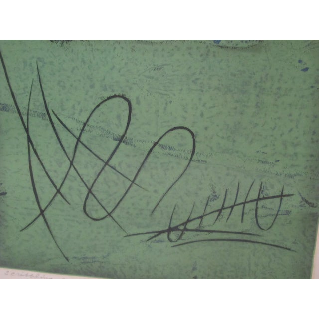 Hiroyuki Tajima Signed Limited Edition Abstract Woodblock Print Scribbling Green For Sale In Portland, OR - Image 6 of 8