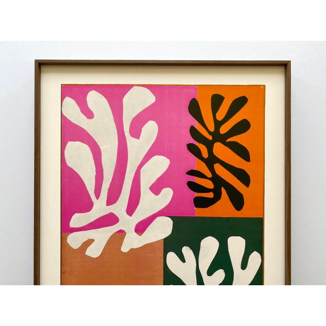 This Henri Matisse very rare vintage 1989 Modernist lithograph print custom framed museum poster " Snow Flowers " 1951, is...