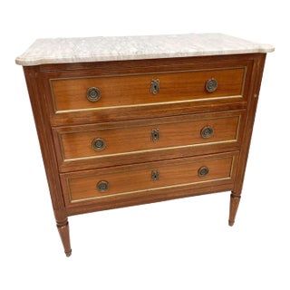 Louis XVI Mahogany Commode With Carrara Marble For Sale