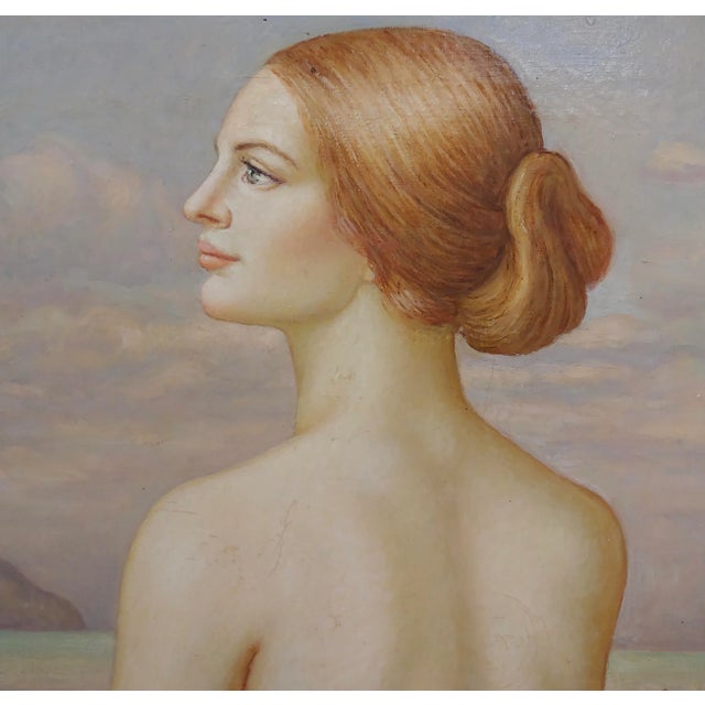 1970s Adrián Pérez Pulido 1970 Nude Female by a Beach in Barcelona-OIl Painting For Sale - Image 5 of 11