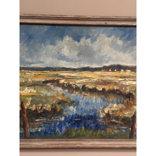 Niels Mandrup Bruun, Marshland from Ribe, 1937, Oil Painting on Canvas, Framed For Sale - Image 18 of 18