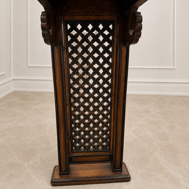 Vintage Chinese Ming Style Hardwood Altar Console Table With Brass Studs & Fretwork For Sale - Image 14 of 15