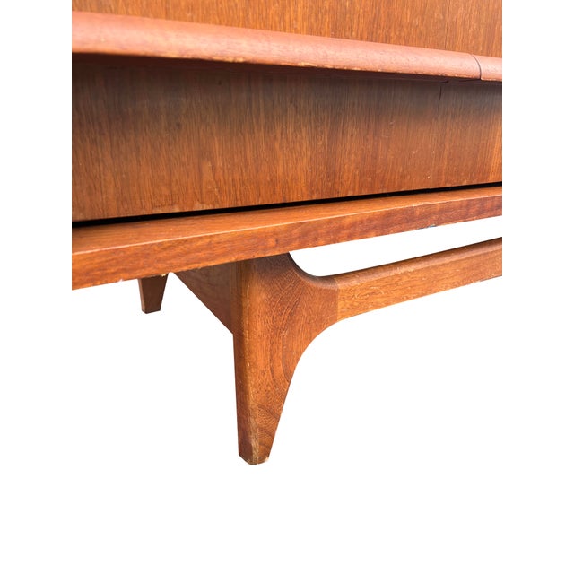 Mid-Century Modern Mid Century Modern Vintage Low Credenza Cabinet Concave Style For Sale - Image 3 of 11