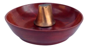 c1900-1940 Vintage Parson's Wood Turned Nut Bowl w/Copper Center
