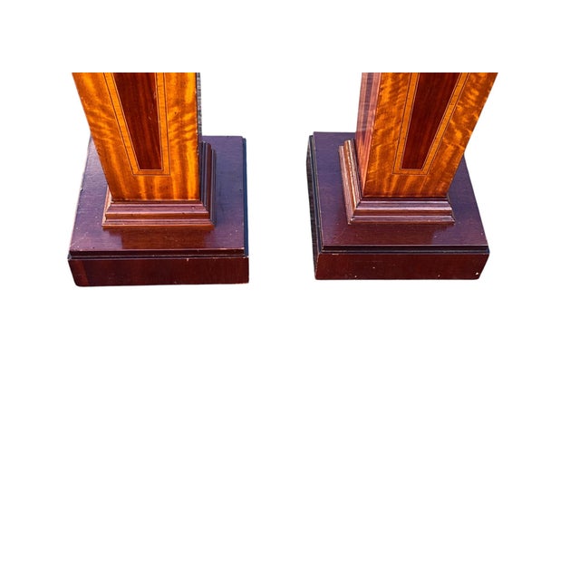 Late 20th Century Pair Mahogany Inlaid Pedestals For Sale - Image 10 of 15
