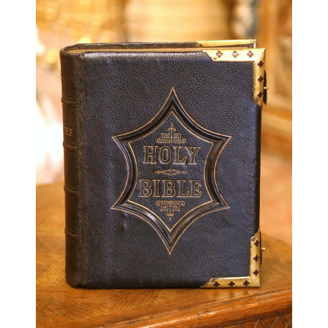 19th Century English Leather-Bound Illustrated Family Bible With Brass Mounts For Sale - Image 4 of 12