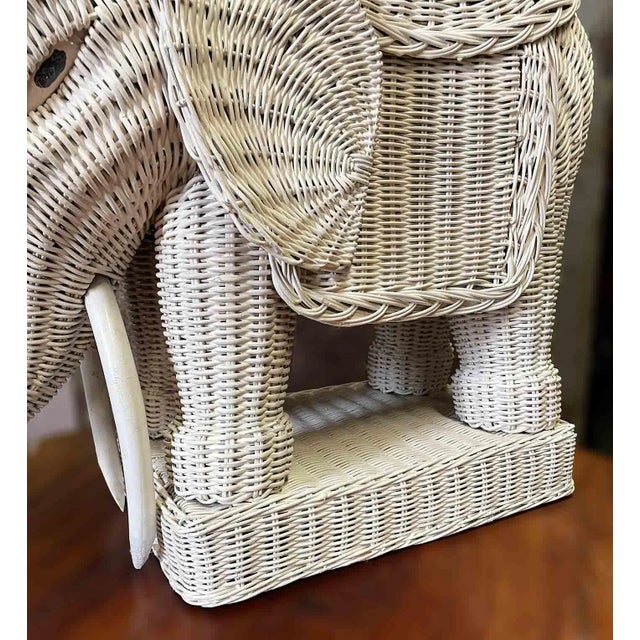 Vintage whicker elephant side table. Made in Spain. Circa 1970's. .