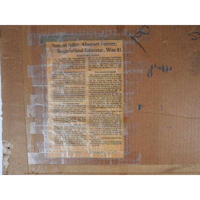 Mid 20th Century Small Mid 20th Century Samuel Adler Abstract Painting For Sale - Image 5 of 7